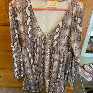 LIKE NEW - snake print babydoll dress